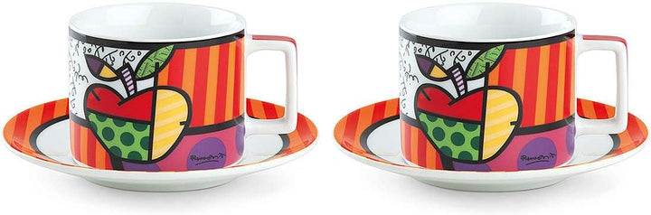 2 teilig Cappuccinotasse mit Untertassen von Britto- Blumen ML.220