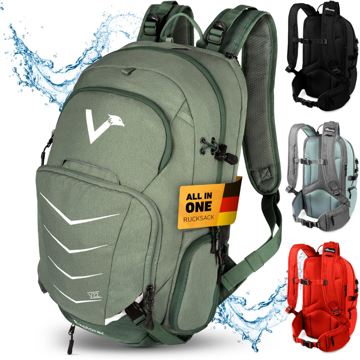 Valkental - Innovativer Rucksack mit perfekter Aufteilung (22L) Erweiterbares Volumen (Kein Schwitze
