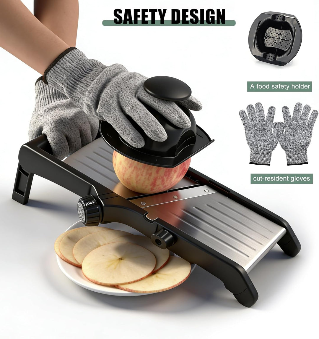 Gemüsehobel, 7-in-1 Verstellbar Mandoline Gemüsehobel, Multifunktion Scheiben, Julienne, Edelstahl G