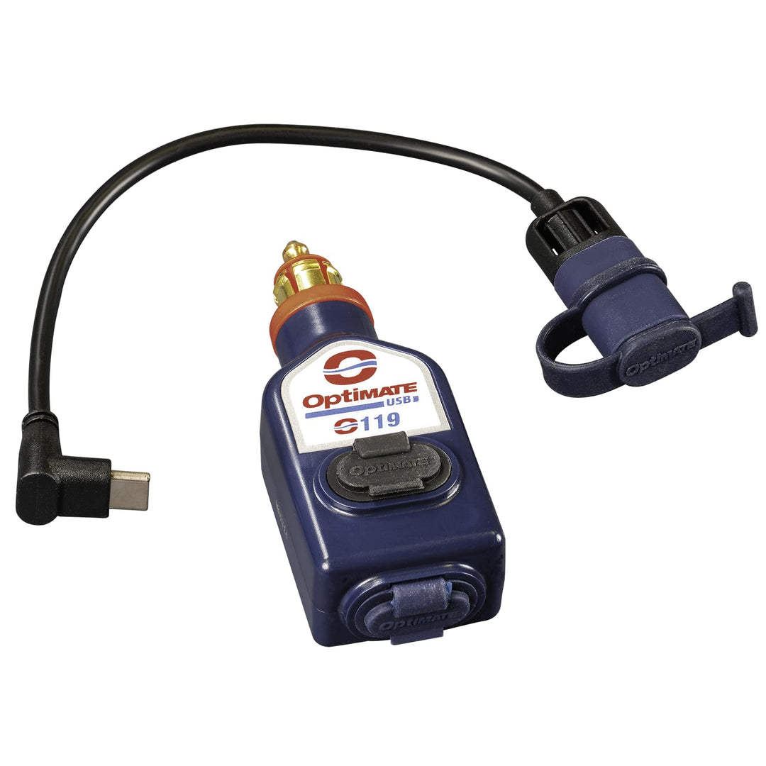 OptiMate USB O119-3300mA wetterfestes USB A- und C-Ladegerät mit doppeltem Ausgang, mit BIKE-Stecker