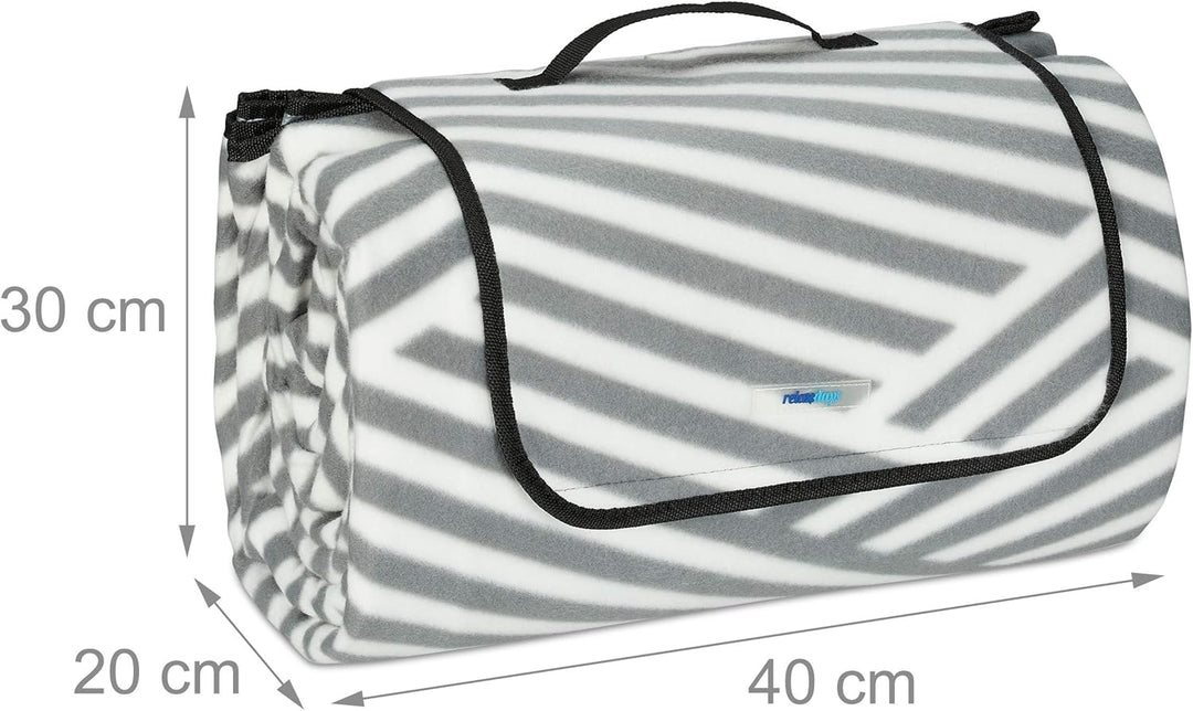 Relaxdays XXL Picknickdecke, 200x300 cm, Fleece Stranddecke weich, wärmeisoliert, wasserdicht, mit T
