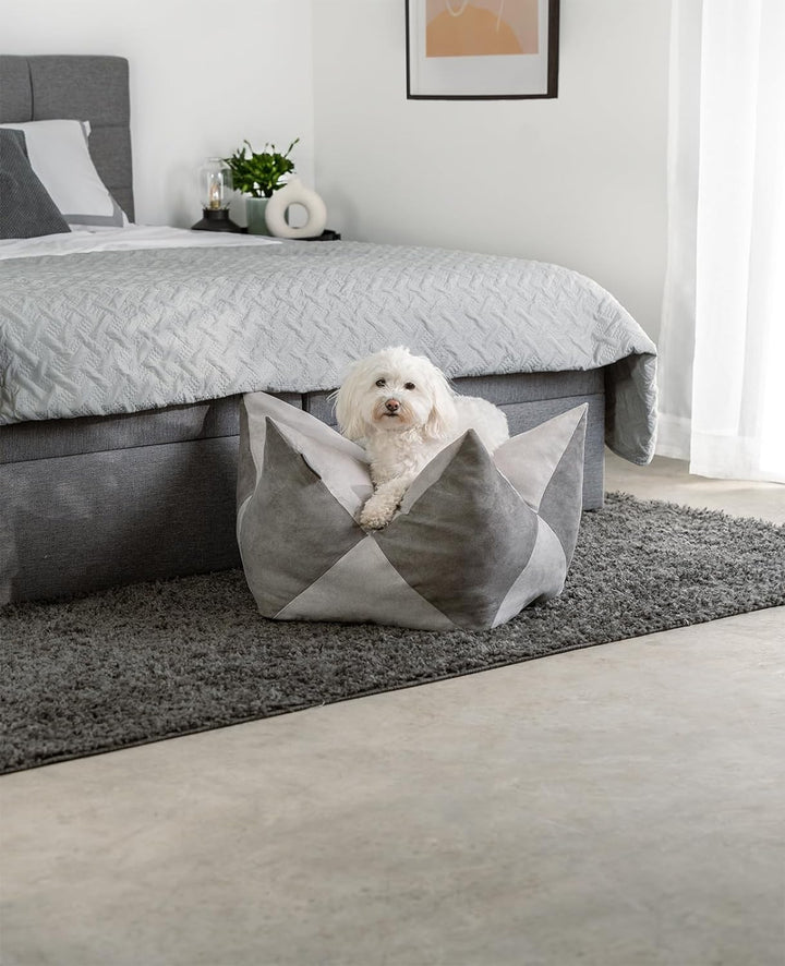 lionto Kronenkissen Sternenkissen Hundebett Katzenbett Haustierkissen, 70x38 cm grau/hellgrau Grau/H