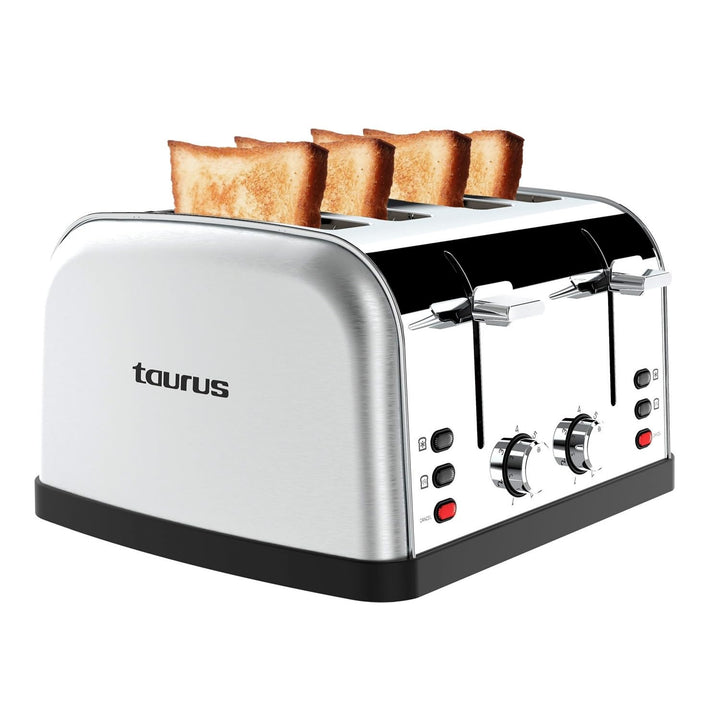 Taurus – Toaster Vintage Four 1900W | 4 Schlitze 135x35mm | 7 Bräunungsstufen | 3 Funktionen | 2 sep