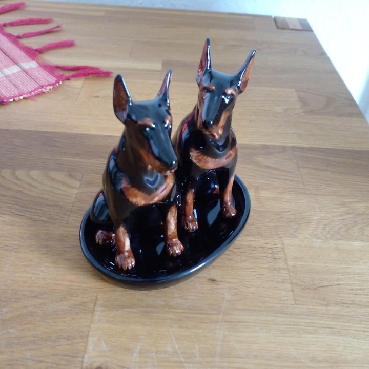 Keramik Salz und Pfefferstreuer Set mit Hundemotiv (Dobermann)