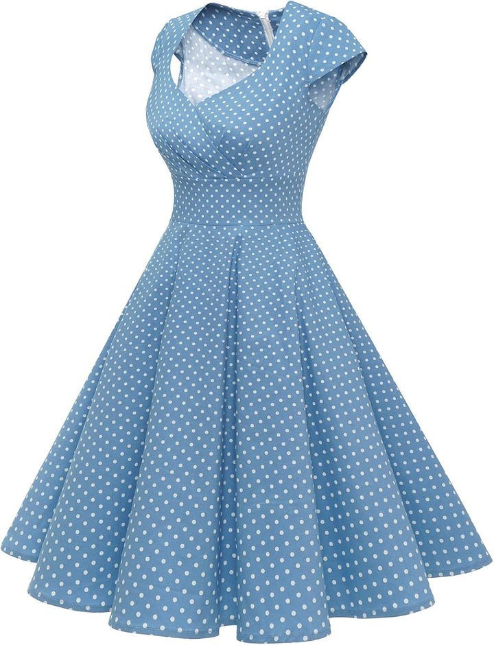 Bbonlinedress 1950er Vintage Retro Cocktailkleid Rockabilly V-Ausschnitt Faltenrock Abendkleid Party