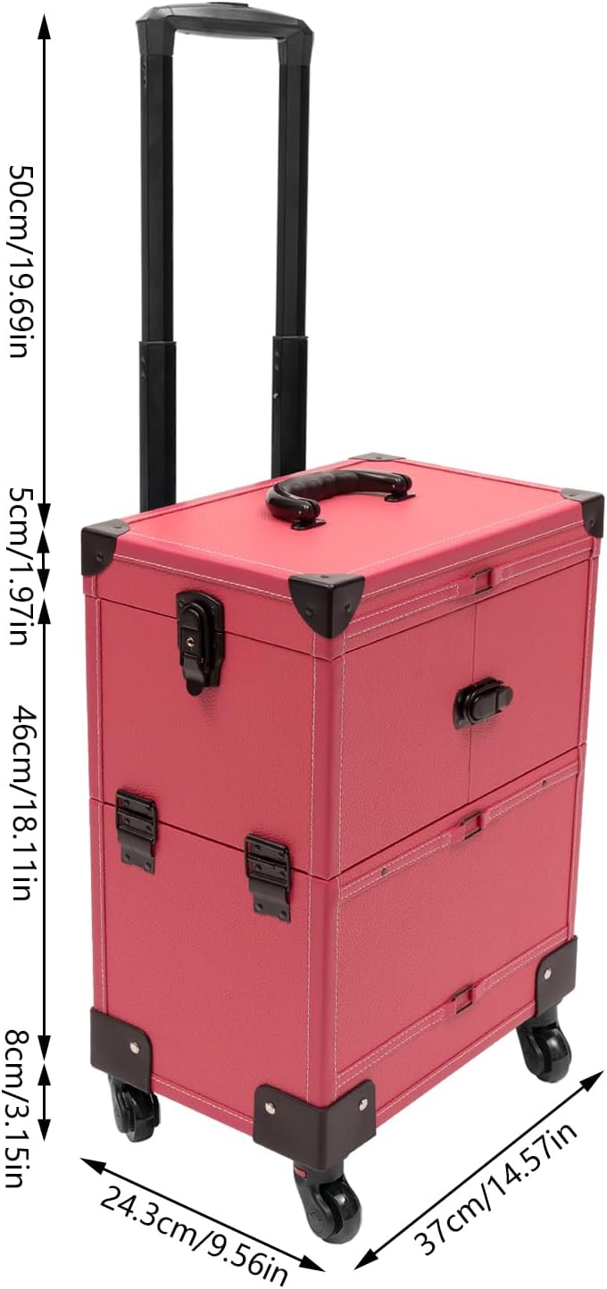 Kosmetikkoffer Trolley, Kosmetikkoffer Schminkkoffer mit 4 Rollen, Abschliessbar Friseurkoffer Rollk