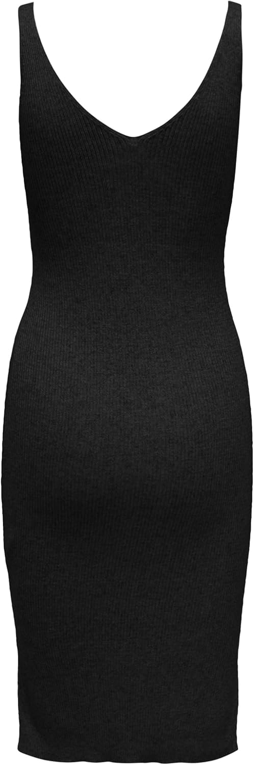 ONLY Damen Onllina Sl Slit Dress KNT Kleid L Schwarz, L Schwarz