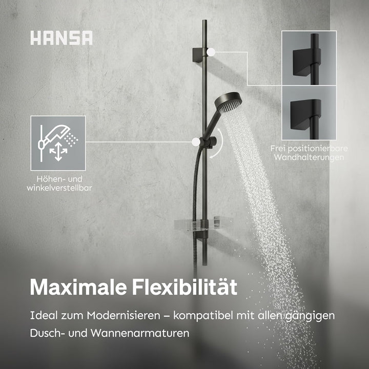 HANSA BASICJET Duschgarnitur | Duschkopf mit Schlauch und Duschstange I Duschbrause 3-strahlig | Dus