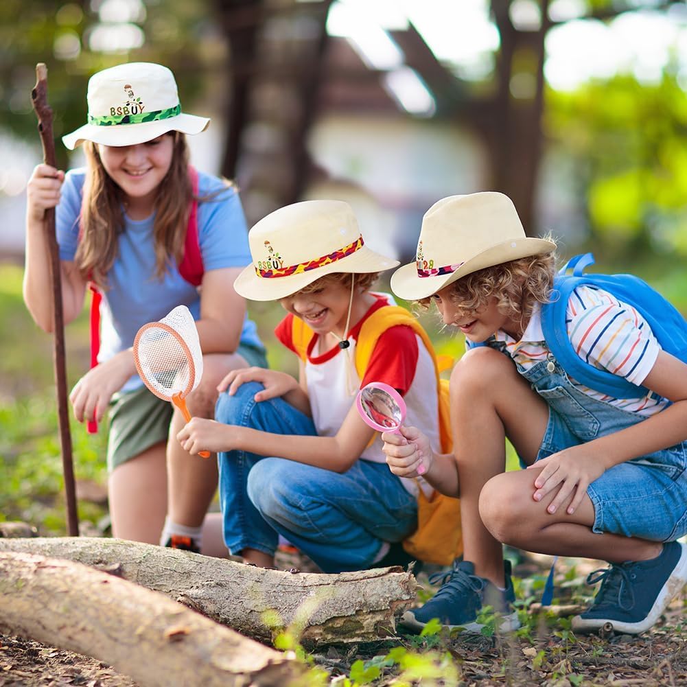 Forscherset für Kinder 4Pcs Exploration Spielzeug mit Frachtweste Hut Insektennetz und Lupe Outdoor