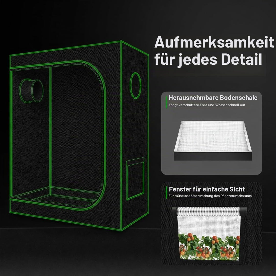 Growzelt kleinrendes Mylar, versiegeltem Bodendesign, Belüftungsfenster und Kabeldurchführungsloch f