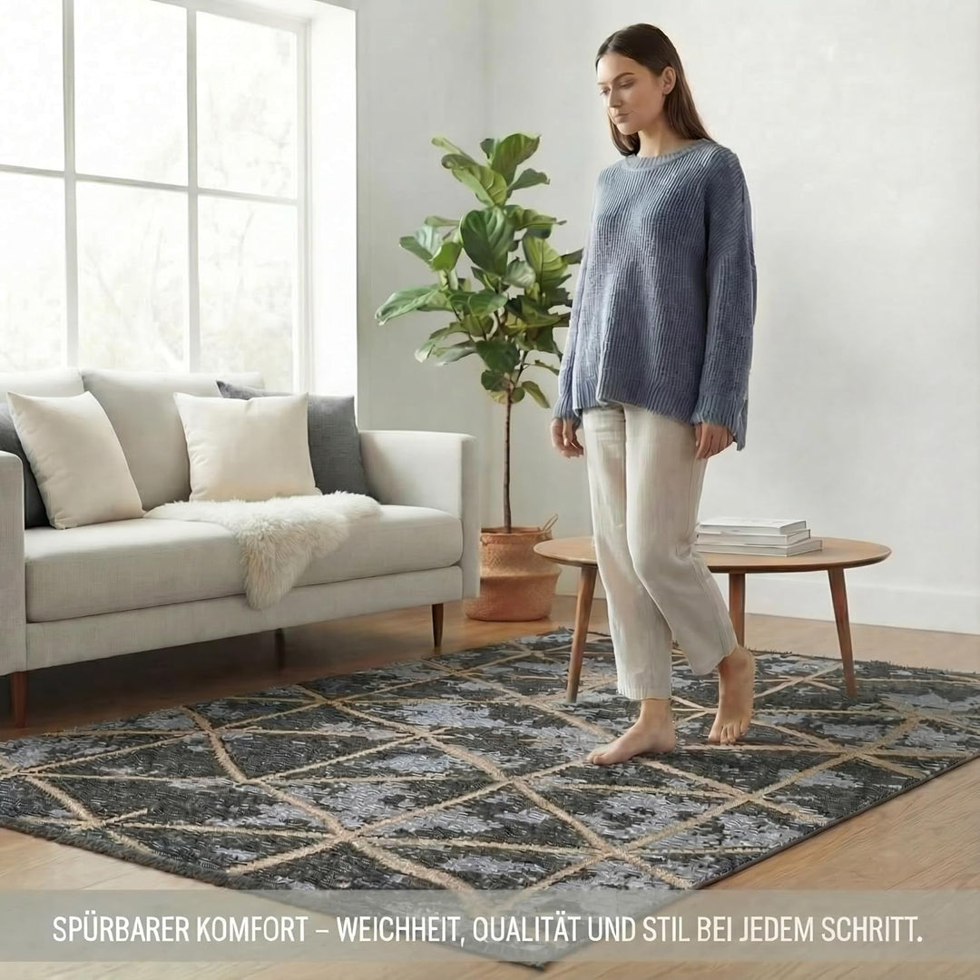 Jimri Kurzflor Wendeteppich - Flach gewebter Teppich für Schlafzimmer & Wohnzimmer, Eingang, Flur -