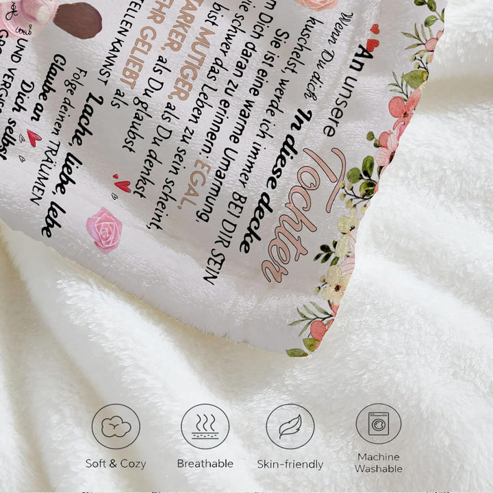Personalisierte Kuscheldecke An unsere Tochter von Eltern, Mama und Papa zu Positive Ermutigung und