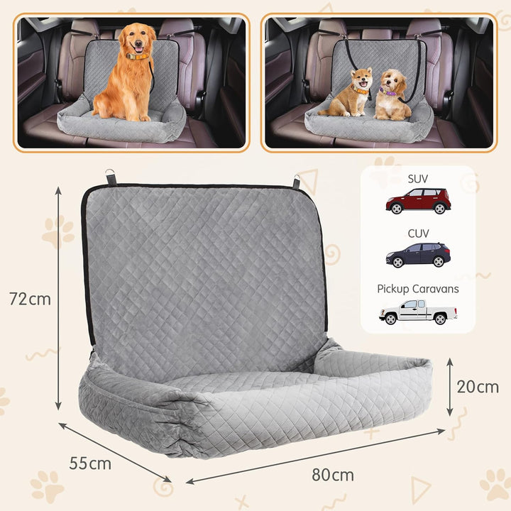 Todeco Hunde Autositz für Grosse und Mittlere Hunde, Waschbar und Abnehmbar Hundesitz Auto mit Siche