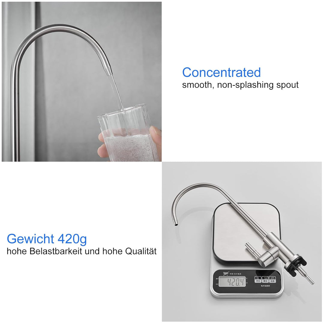 SUS304 Edelstahl Trinkwasserhahn, 100% bleifreier Umkehrosmose-Wasserhahn, Geeignet Küchenarmateur f