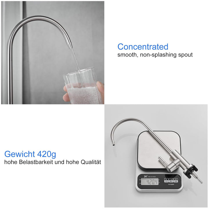 SUS304 Edelstahl Trinkwasserhahn, 100% bleifreier Umkehrosmose-Wasserhahn, Geeignet Küchenarmateur f