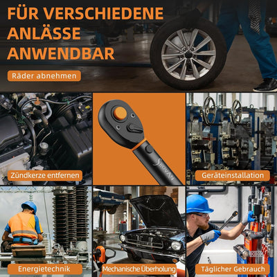 Drehmomentschlüssel Auto 30-210Nm, 1/2 Zoll Torque Wrench, 72 Zähne Umschaltknarre, Radmutternschlüs