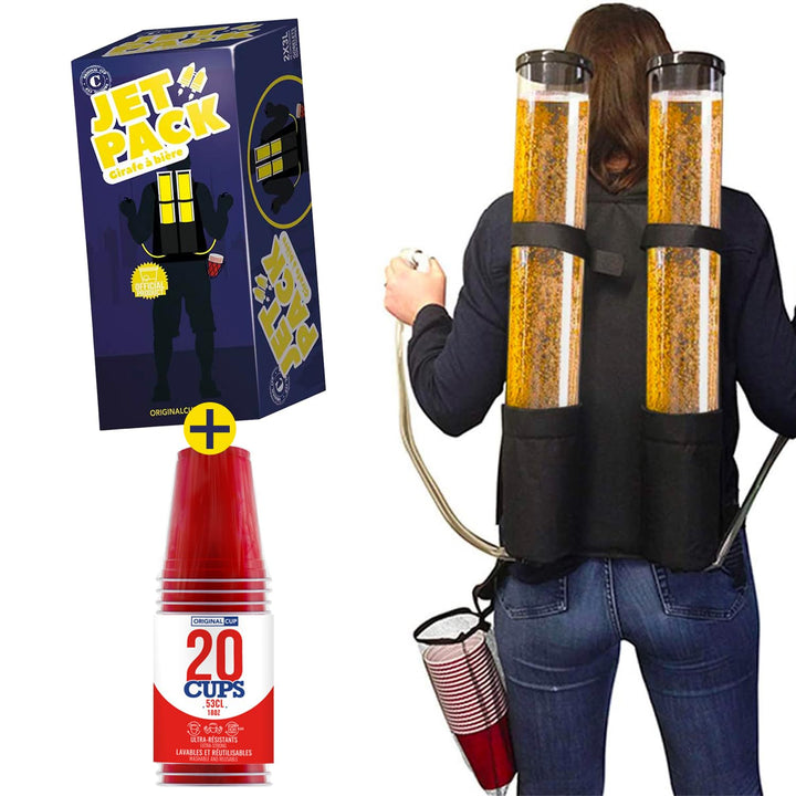 Doppelte Biergiraffe Jet Pack | Getränkespender | Rucksack | Premium Qualität | 2 Tanks | 2 x 3L Get
