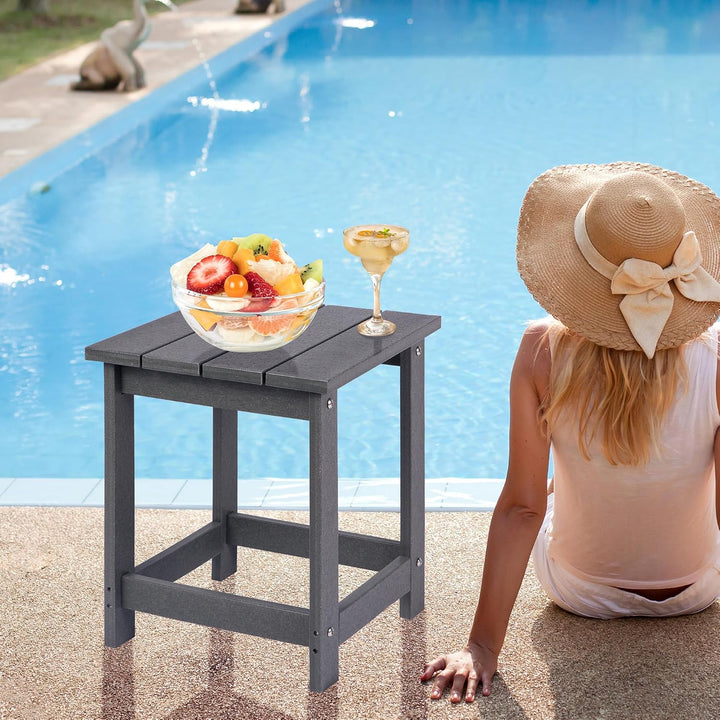 LZRS Adirondack quadratischer Beistelltisch für den Aussenbereich, Pool-Verbundwerkstoff, Outdoor-Te