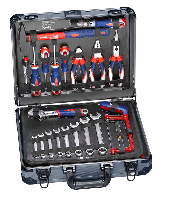 kwb Werkzeugkoffer aus robustem Aluminium inkl. 129-tlg. hochwertigem Werkzeug-Set als perfekte Grun