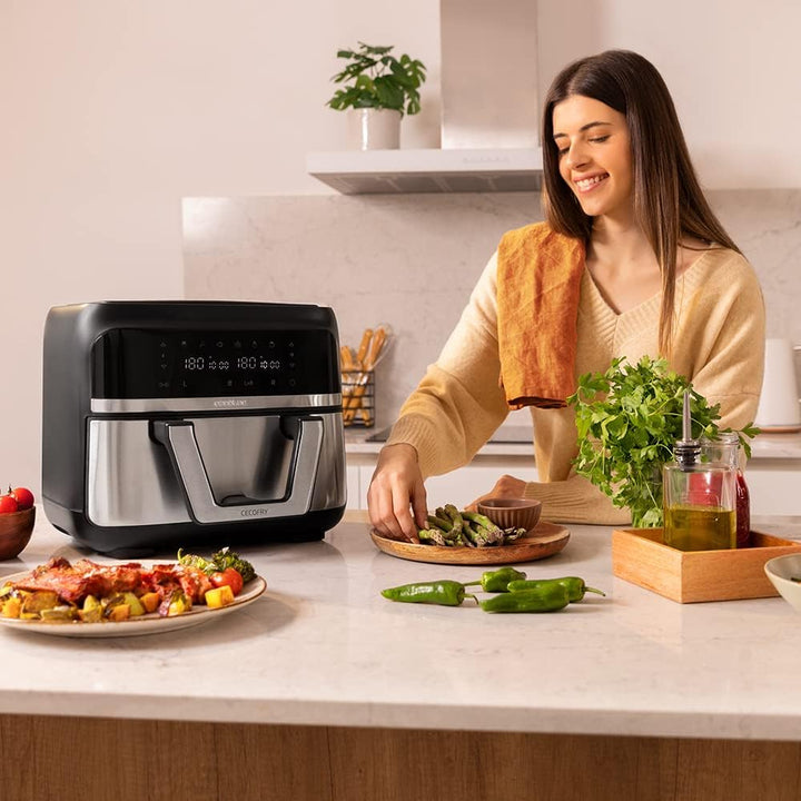 Cecotec Heissluftfritteuse ohne Öl - 9L teilbar in 2 - Air Fryer Cecofry Dual 9000. 2850W, diätetisc