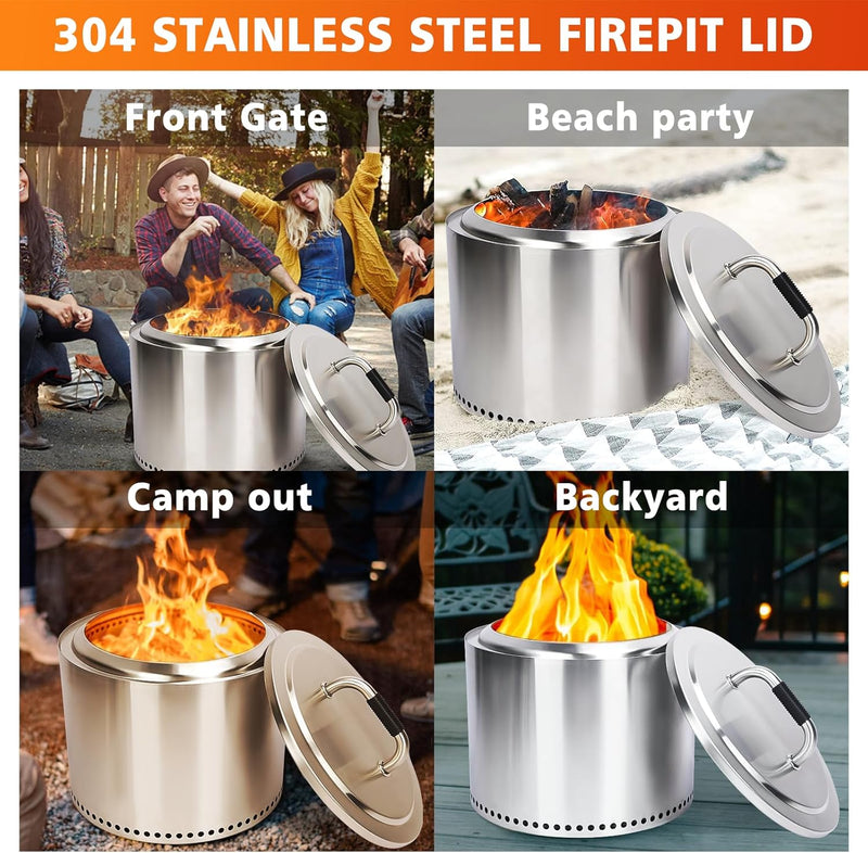 GFTIME Feuerschale Edelstahl Deckel Ø 50cm für Solo Stove Bonfire, Edelstahl-Feuerstellen-Zubehör fü