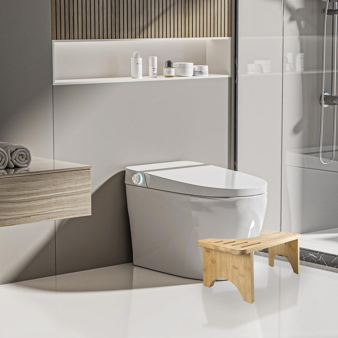 LUOJINYI Bambus Toilettenhocker, Klappbar Badhocker, Gesunder und Tragbarer Klohocker, Ergonomischer
