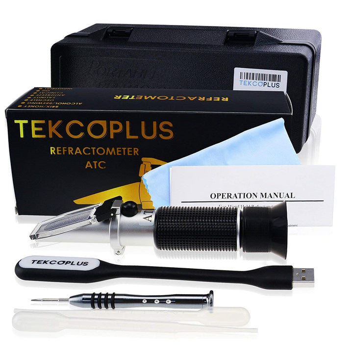 TEKCOPLUS Brix Bierwürze & Weinrefraktometer ATC Doppelskala SG WORT für die Weinherstellung