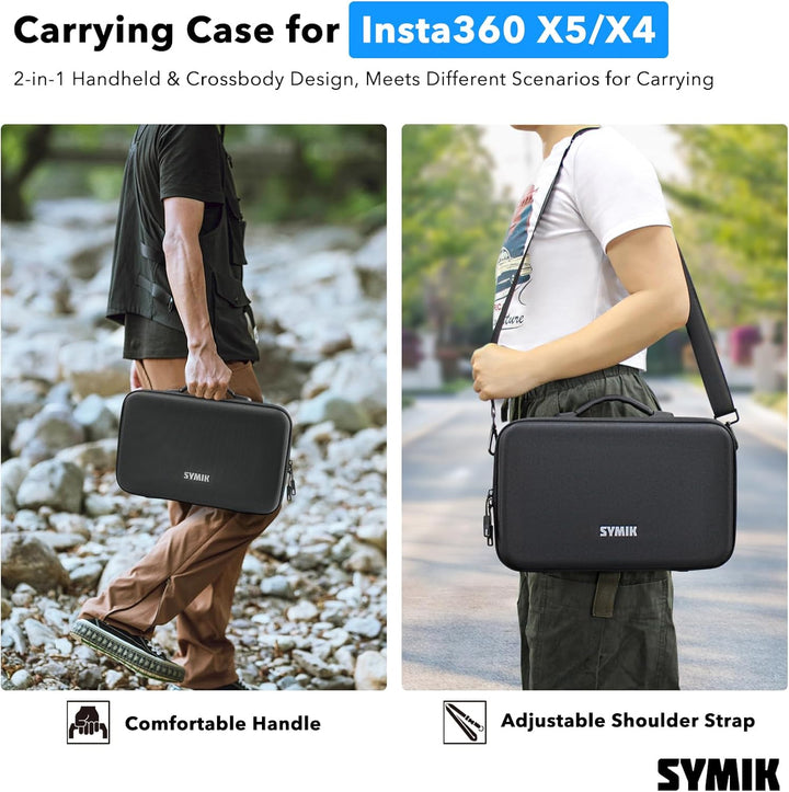 SYMIK Tasche für Insta360 X5 X4 Air, Wasserdicht, Stossfest, Kompakt, Reisetasche mit Schultergurt,