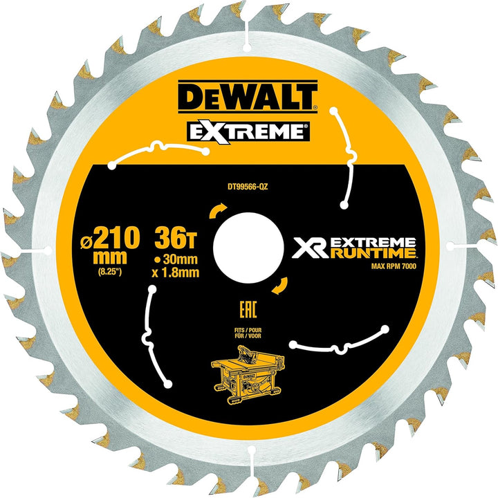 Dewalt XR Extreme Runtime Kreissägeblatt DT99566 (210/30 mm, 36 WZ/FZ, 20°, für feine Schnitte, für