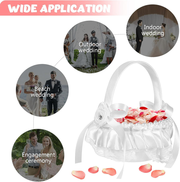 4pcs Hochzeit Blumenkorb Elfenbein Blumenmädchen Korb Blumenkinderkörbchen Streukörbchen Hochzeit fü