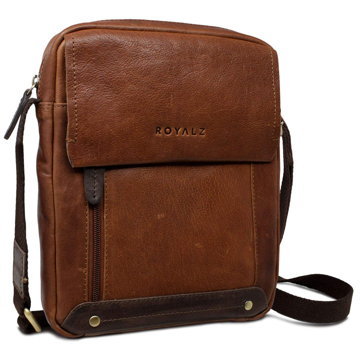 ROYALZ 'Idaho' Vintage Leder Umhängetasche Klein Herren Kompaktes Design Männer Ledertasche Mini Mes