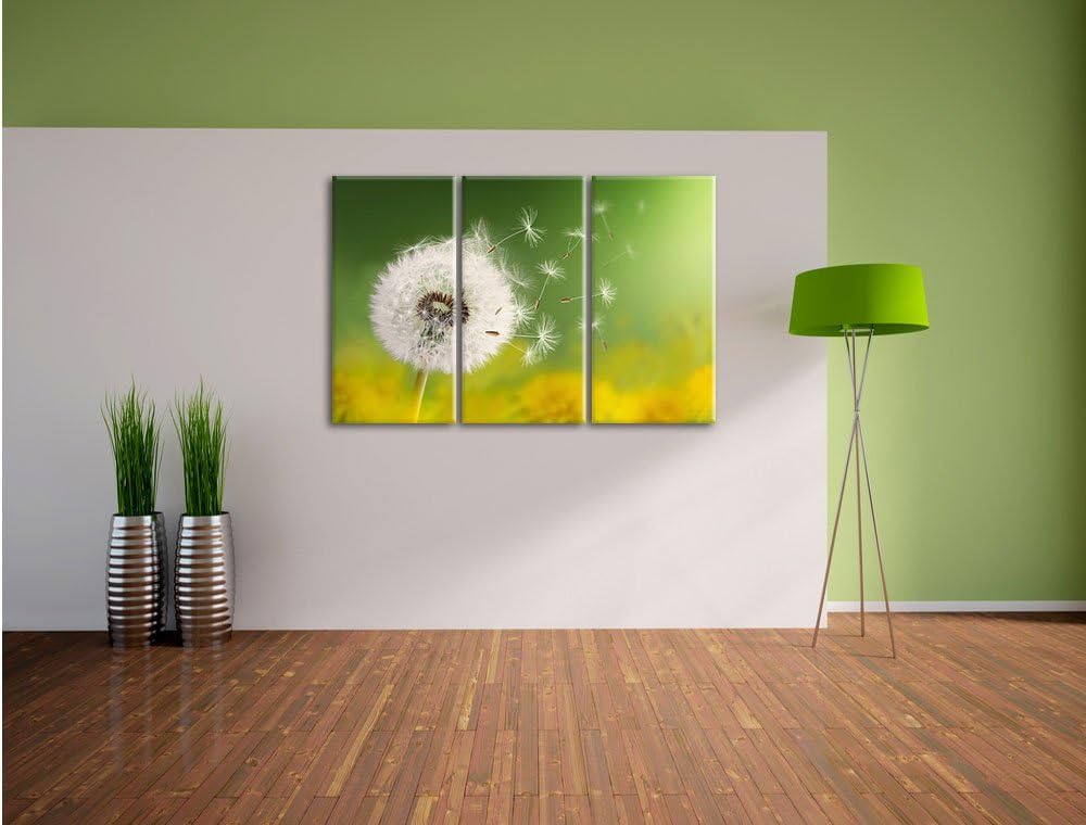 Pixxprint Löwenzahn Samen als Leinwandbild/Grösse: 3 Teilig (120x80) / Wandbild/Kunstdruck/fertig be