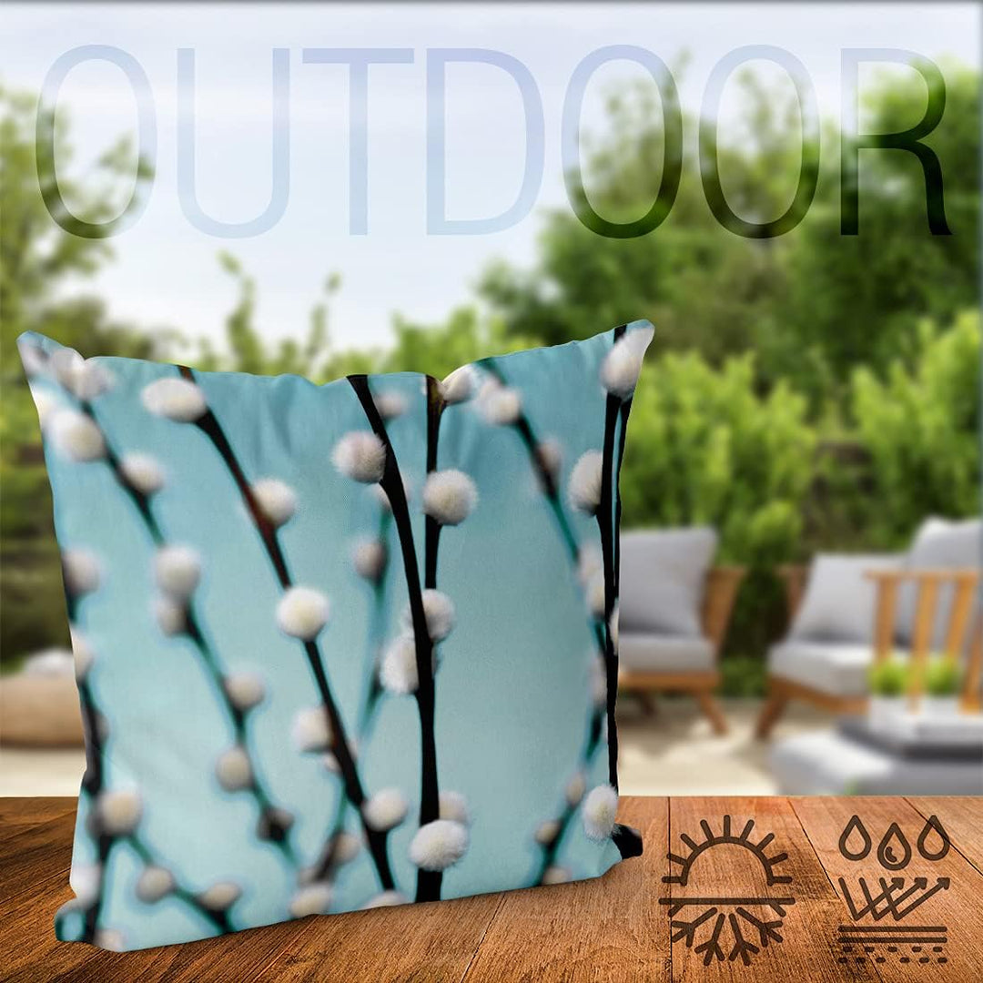 VOID Weidenkätzchen Deko Ostern Kissenbezug 60x60 Kissenhülle Polyester Zierkissen Couchkissen Oster
