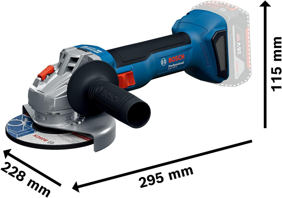 Bosch Professional 18V System Akku-Winkelschleifer GWS 18V-8 (Scheibendurchmesser 125 mm, inkl. 2x A