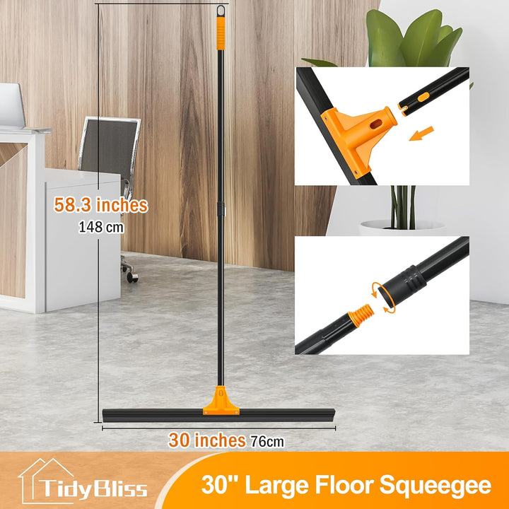 TidyBliss 76 cm Wasserschieber Bodenabzieher, Wasser Abzieher Boden mit Teleskopisc Stiel 148 cm, Wa