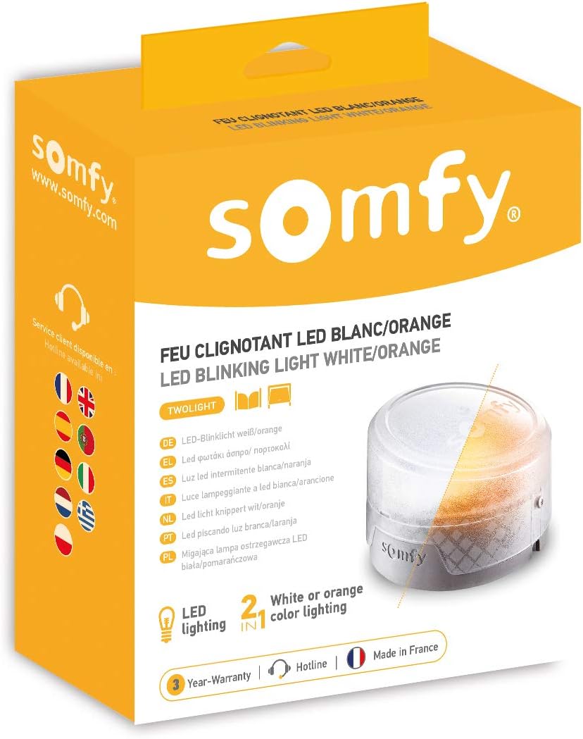 Somfy 2401584 – LED Lampe für Torantrieb oder Garage | Auswahl der Farbe Orange oder Weiss