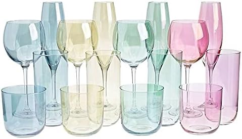 CRISTALICA 4er Set Weingläser Weinglas Weinkelch Polka Pastellfarbend 20,5 cm