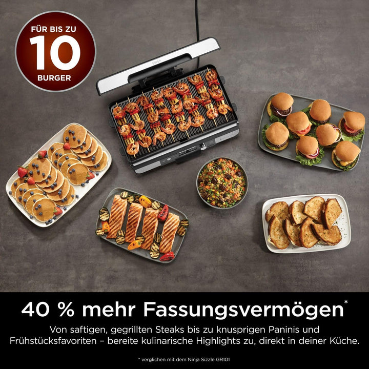 Ninja Sizzle Pro XL Indoor-Grill & Plancha, inklusive Grillplatte & oberer Plancha mit Antihaft-Kera