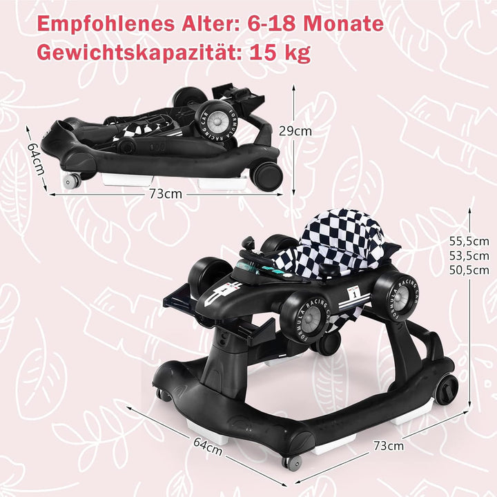 FANTASK 4 in 1 Lauflernhilfe, Lauflernwagen klappbar mit einstellbarer Höhe & Geschwindigkeit, Baby