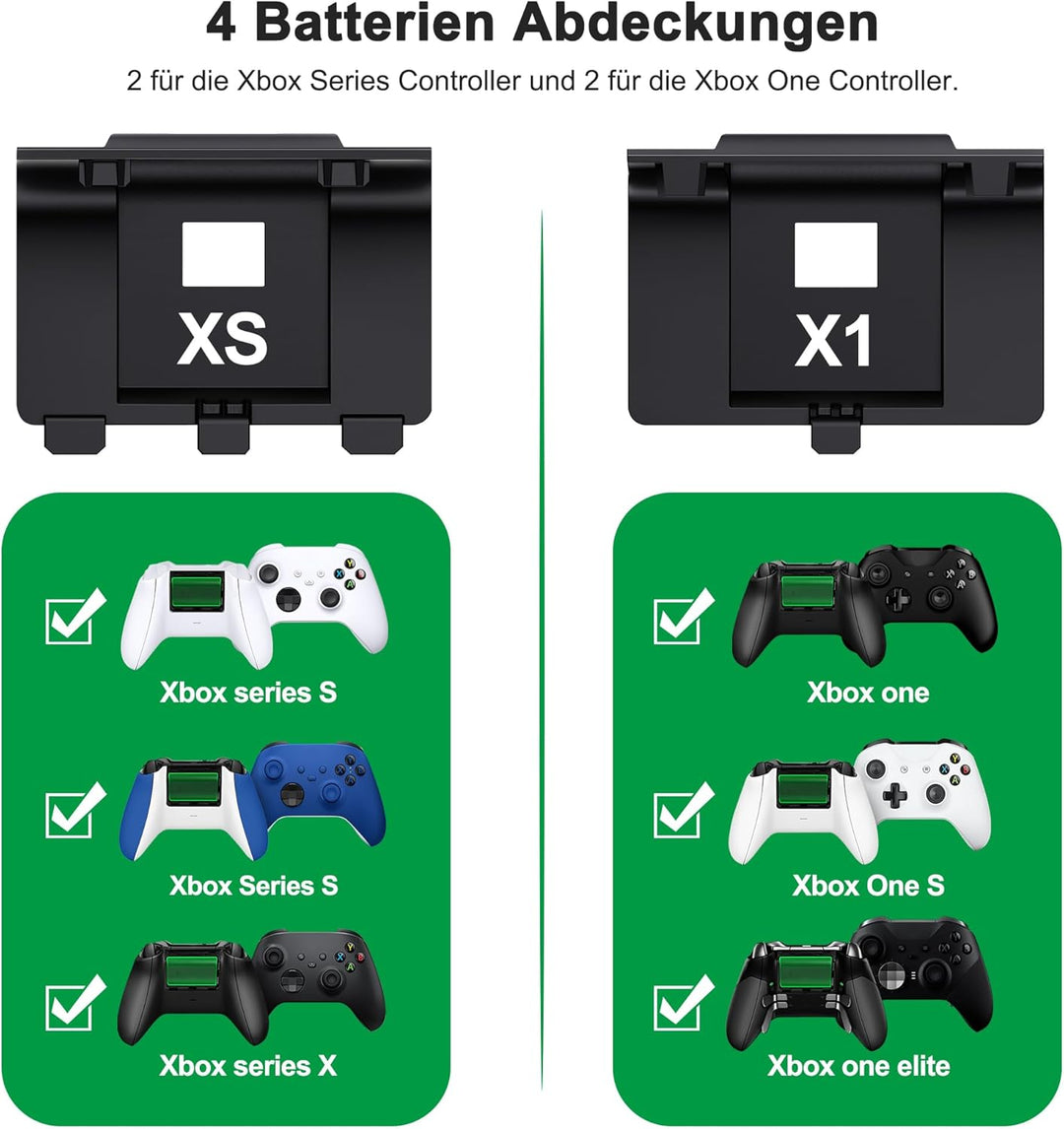 HELLCOOL Xbox Controller Akku für Xbox One/Xbox Series X&S Controller, 2 x 3600 mWh Akku kompatibel