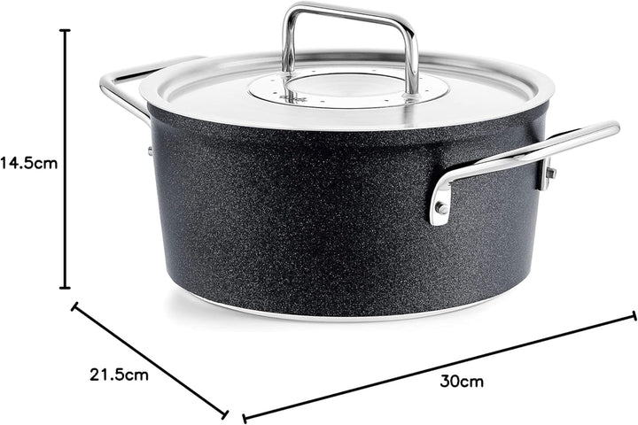 Fissler Adamant / Aluminium-Kochtopf (Ø 20 cm, 2,7L) Töpfe-beschichtet mit Metall-Deckel, antihaften