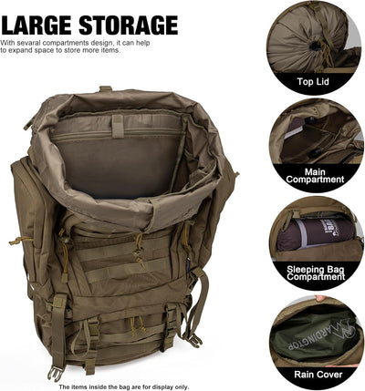 Mardingtop 50/60 Liter Erwachsene Taktischer Trekkingrucksacke Rucksack Outdoor Wanderrucksäcke Khak
