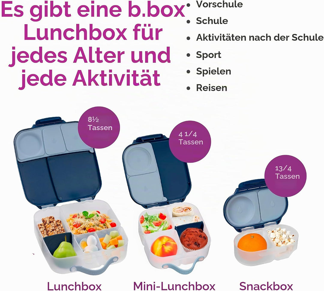 b.box Mini Brotdose | Bento-Box mit 3 Fächern (2 auslaufsicher) | Ideal für Kleinkinder, Kinderlunch