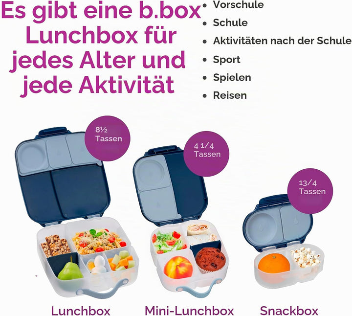 b.box Mini Brotdose | Bento-Box mit 3 Fächern (2 auslaufsicher) | Ideal für Kleinkinder, Kinderlunch