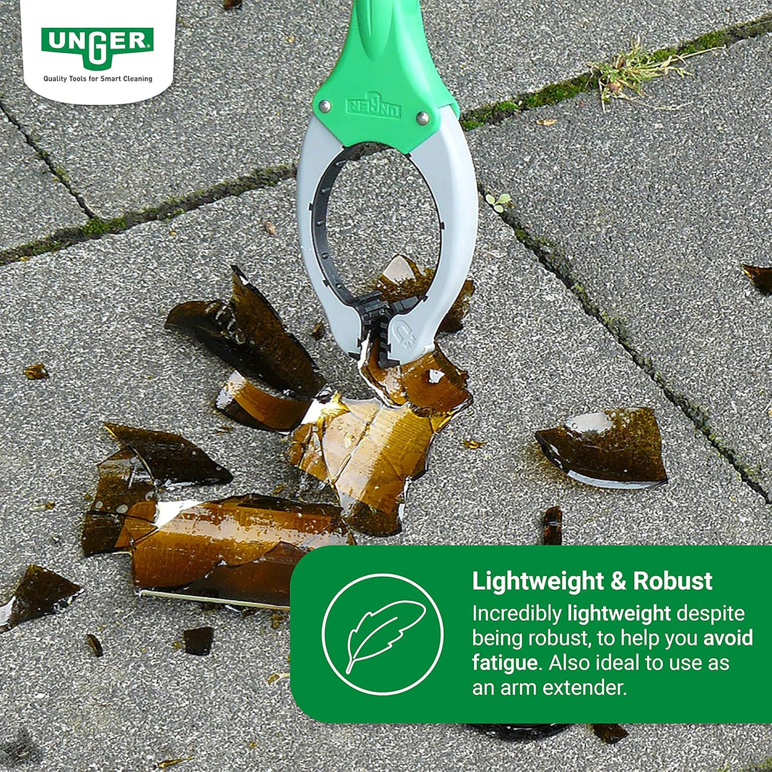 UNGER NiftyNabber Trigger Allzweckgreifer (93 cm lang, Müllzange, mit Magnetspitze, Greifkopf 360° d