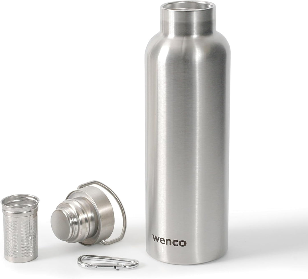 wenco Trinkflasche Edelstahl 0,75l / 750ml isoliert und auslaufsicher für kalte und heisse Getränke
