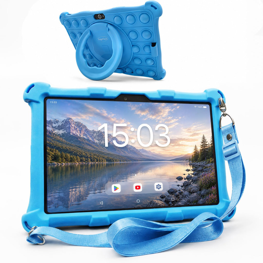 AngelTech Kindertablet XL - 10 Zoll HD - 3 + 4 GB RAM - 32 + 64 GB ROM (Blau) blu, blu