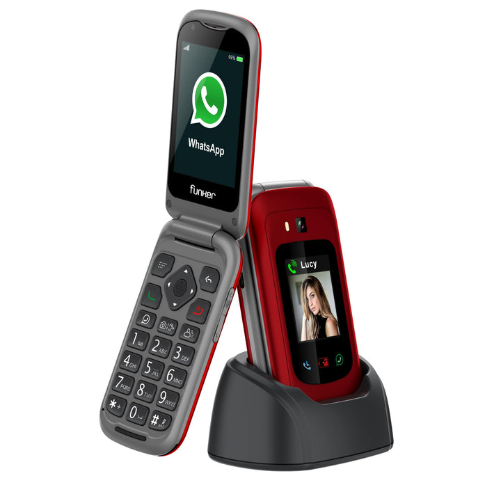 Funker E480 4G-Handy für Senioren mit Whatsapp, grosse Tasten, SOS-Taste und GPS, Videoanrufe, 7,1 c