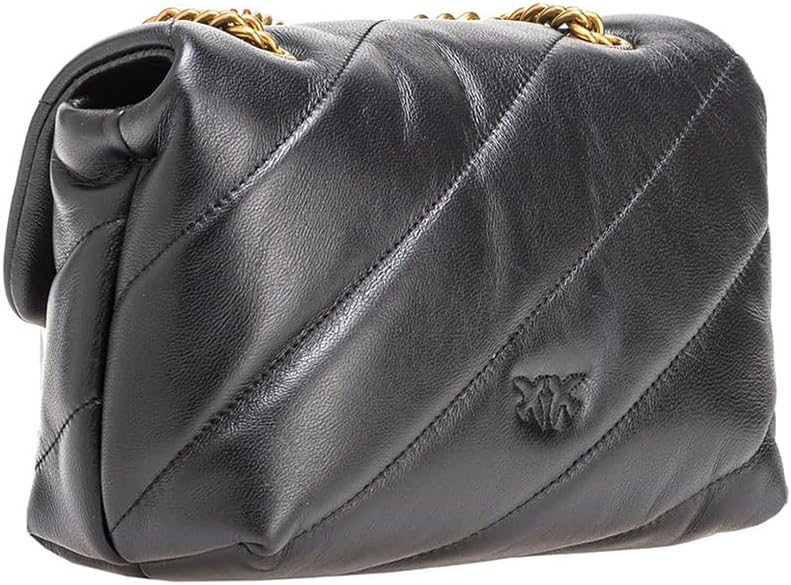 Pinko Damen Love Mini Puff Cl Sheep Nappa Tasche Z99q_schwarz-antique Gold, Z99q_schwarz-antique Gol
