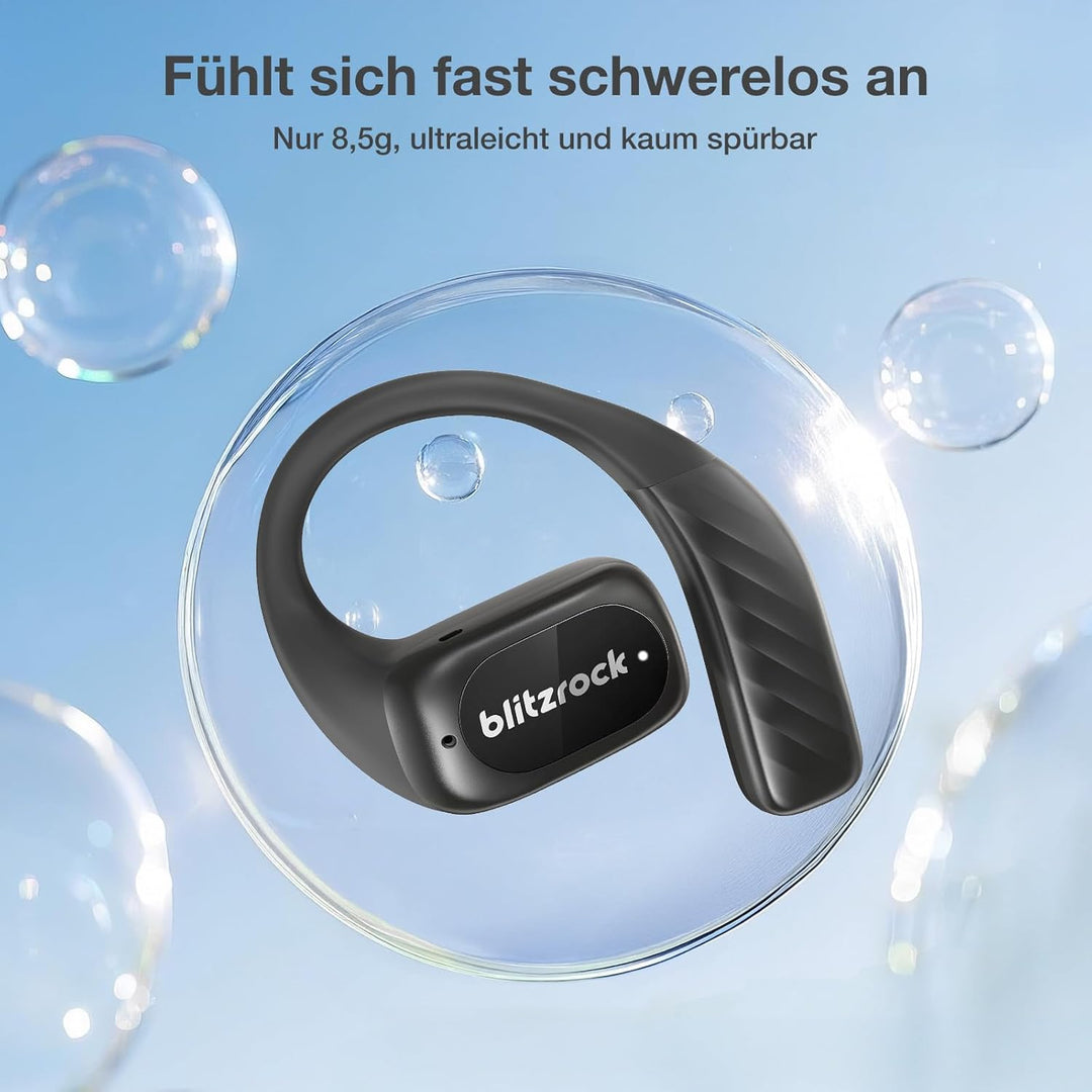 BlitzRock Open Ear Kopfhörer Kabellose Sport Bluetooth 5.4, Weichen und Bequemen, Reicher und Ausgew